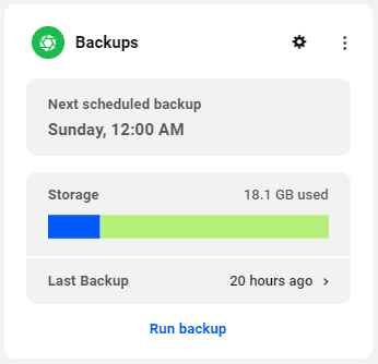 Backup status and storage